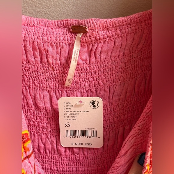 NEW Free People Oasis Printed Smocked Ethereal Midi Dress Pink/Rose Women’s XS - Picture 9 of 16